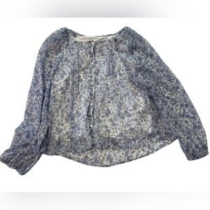 Zara girls blue and white button front blouse. Sheer but lined and so light.